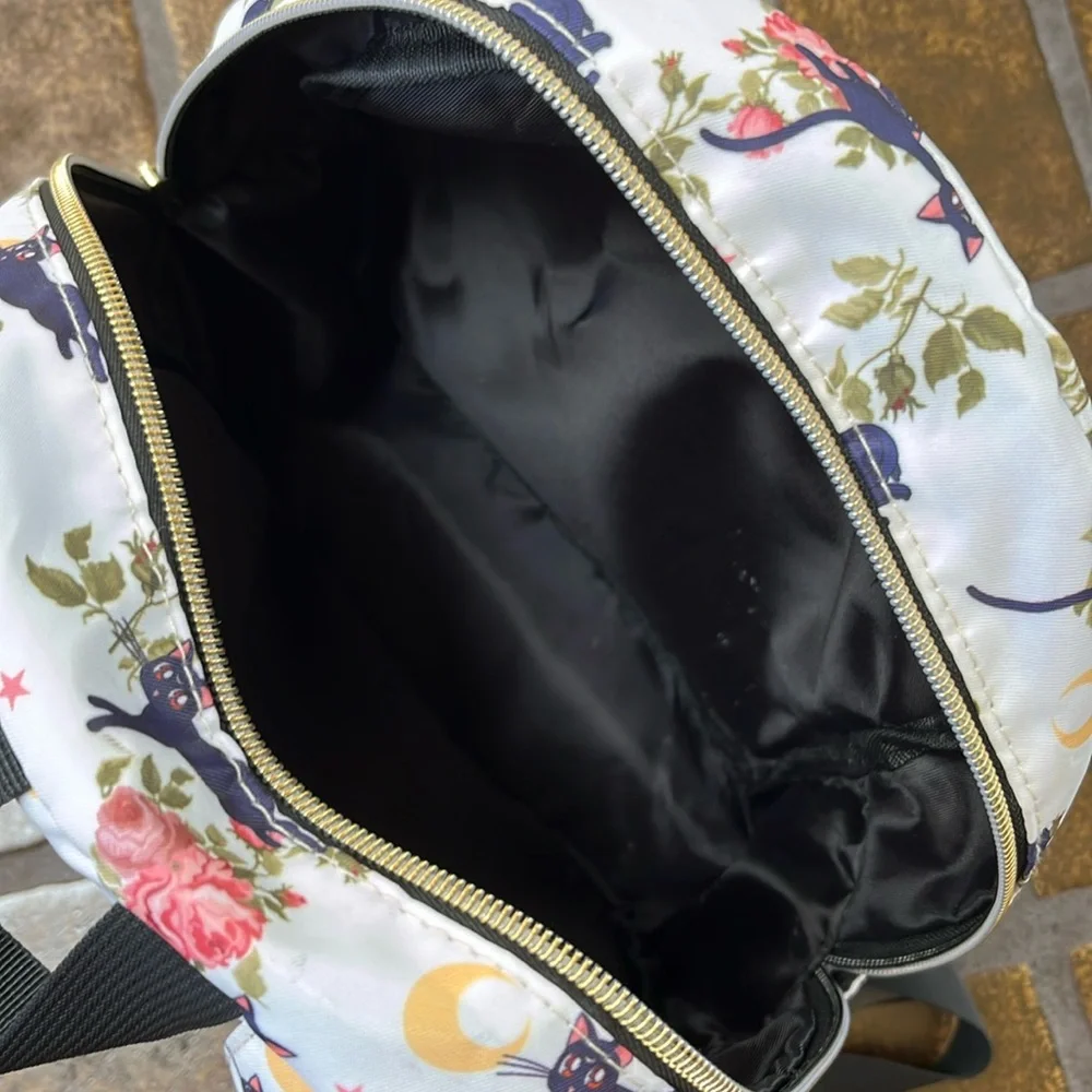 Sailor Moon White Multicolor Luna Floral Print Mini Backpack